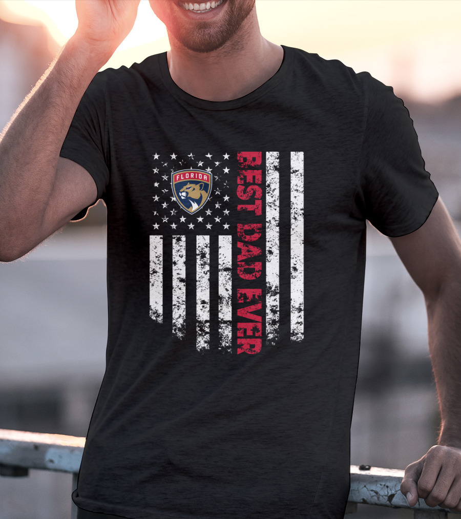 Florida Panthers Best Dad Ever Flag T-Shirt
