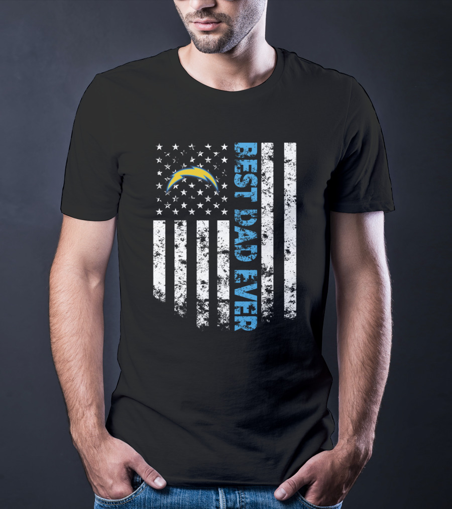 Best Dad Ever Los Angeles Chargers Flag T-Shirt