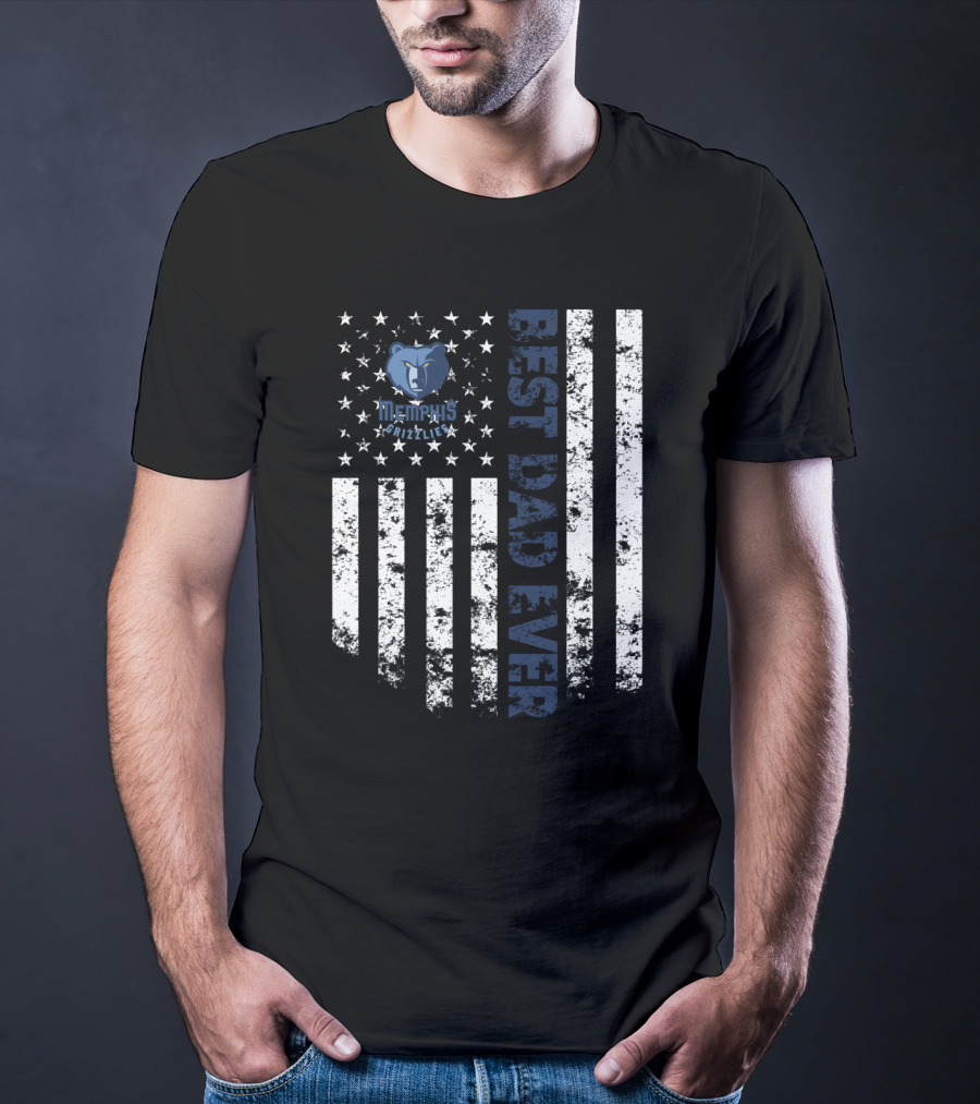 Memphis Grizzlies Best Dad Ever Flag Stripes T-Shirt