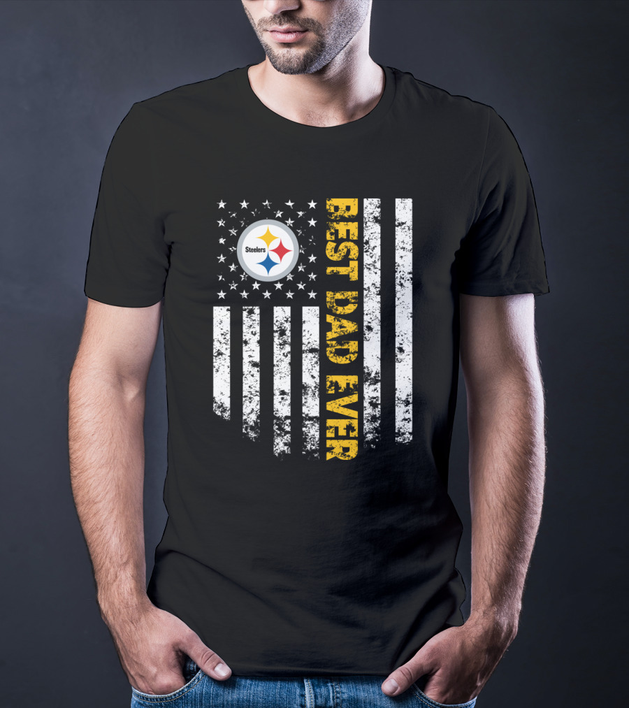 Pittsburgh Steelers Best Dad Ever Flag T-Shirt