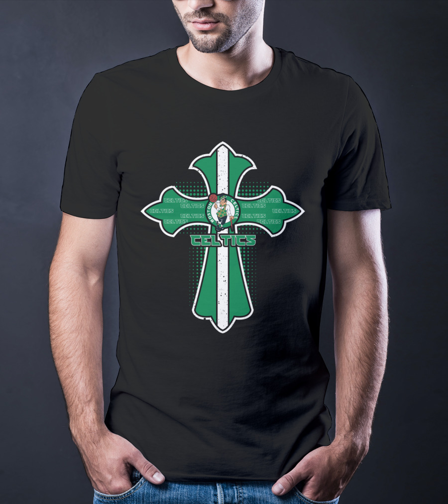 Celtics Fans Cross Jesus And Boston Basketball Team T-Shirt