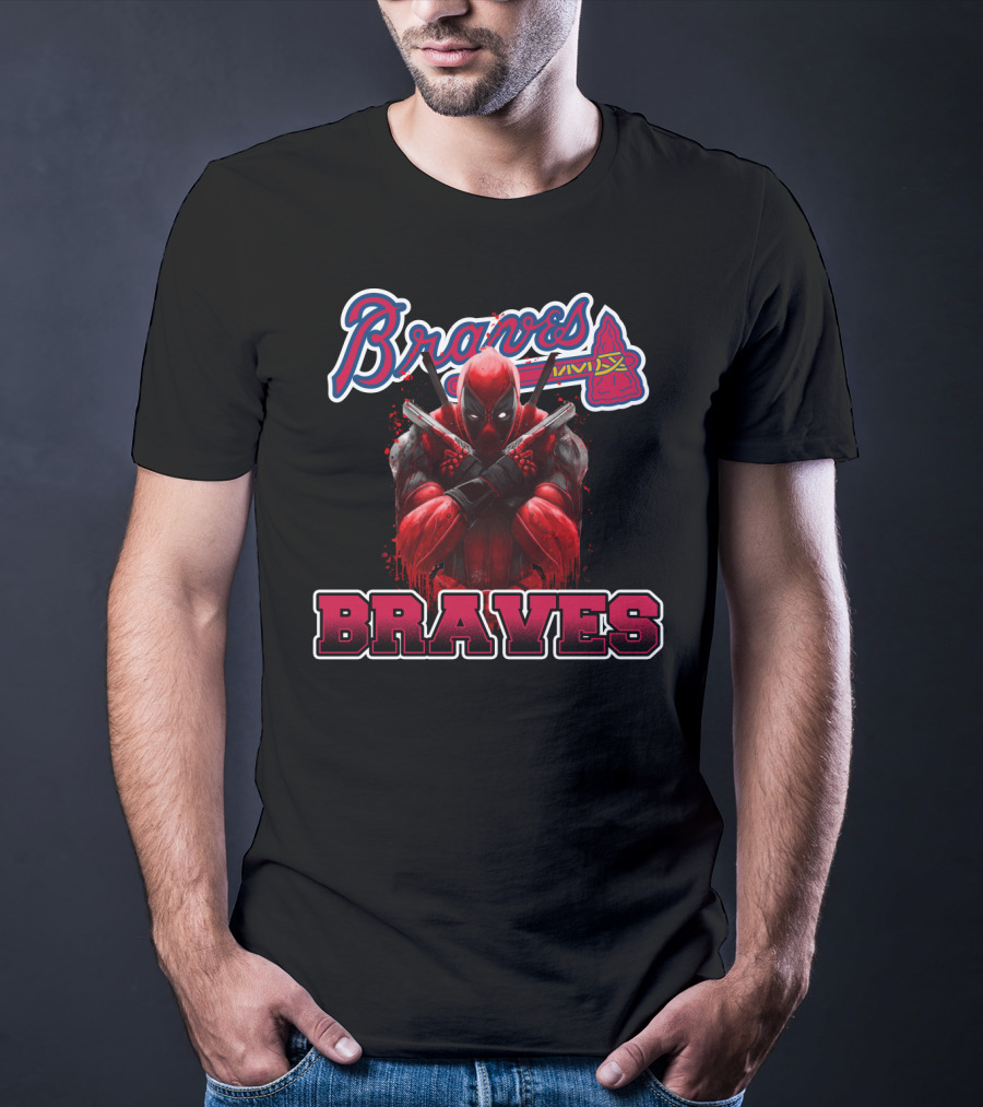 Braves Logo With Deadpool Crossover For Atlanta Braves And Marvel Fans T-Shirt