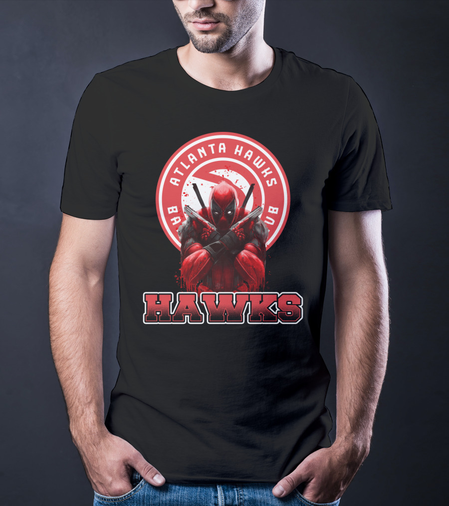 Atlanta Hawks Deadpool Logo Crossover Fan T-Shirt