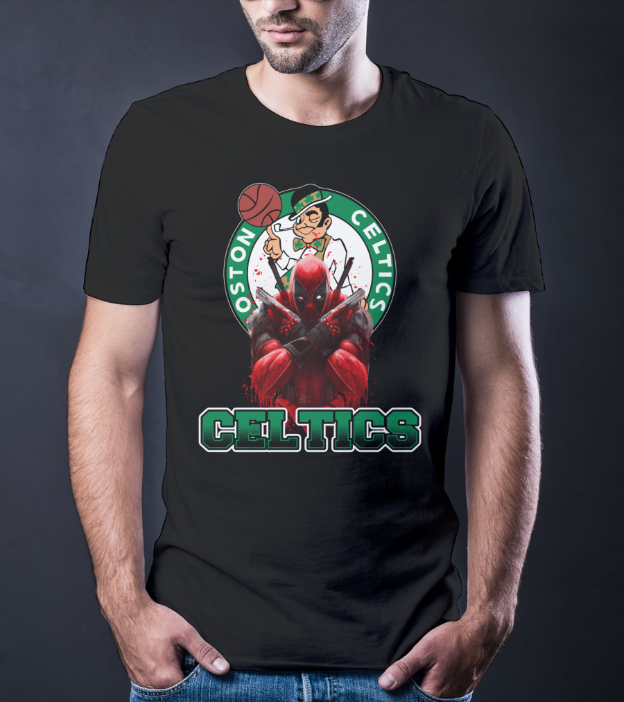 Boston Celtics Deadpool Mashup Crossover Fan T-Shirt