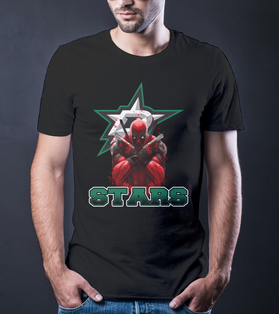 Deadpool Dallas Stars Crossover Fans Recognize Iconic Marvel Hockey Fusion T-Shirt