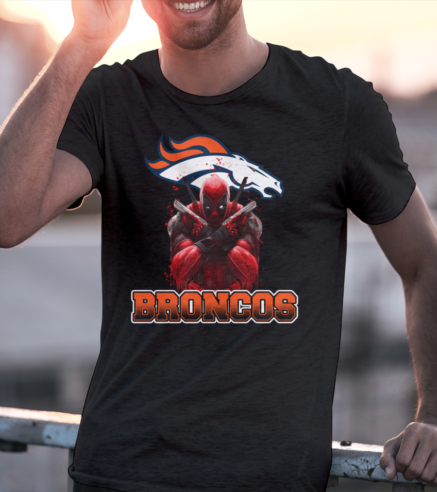 Denver Broncos And Deadpool Crossover Fans Iconic Mashup T-Shirt