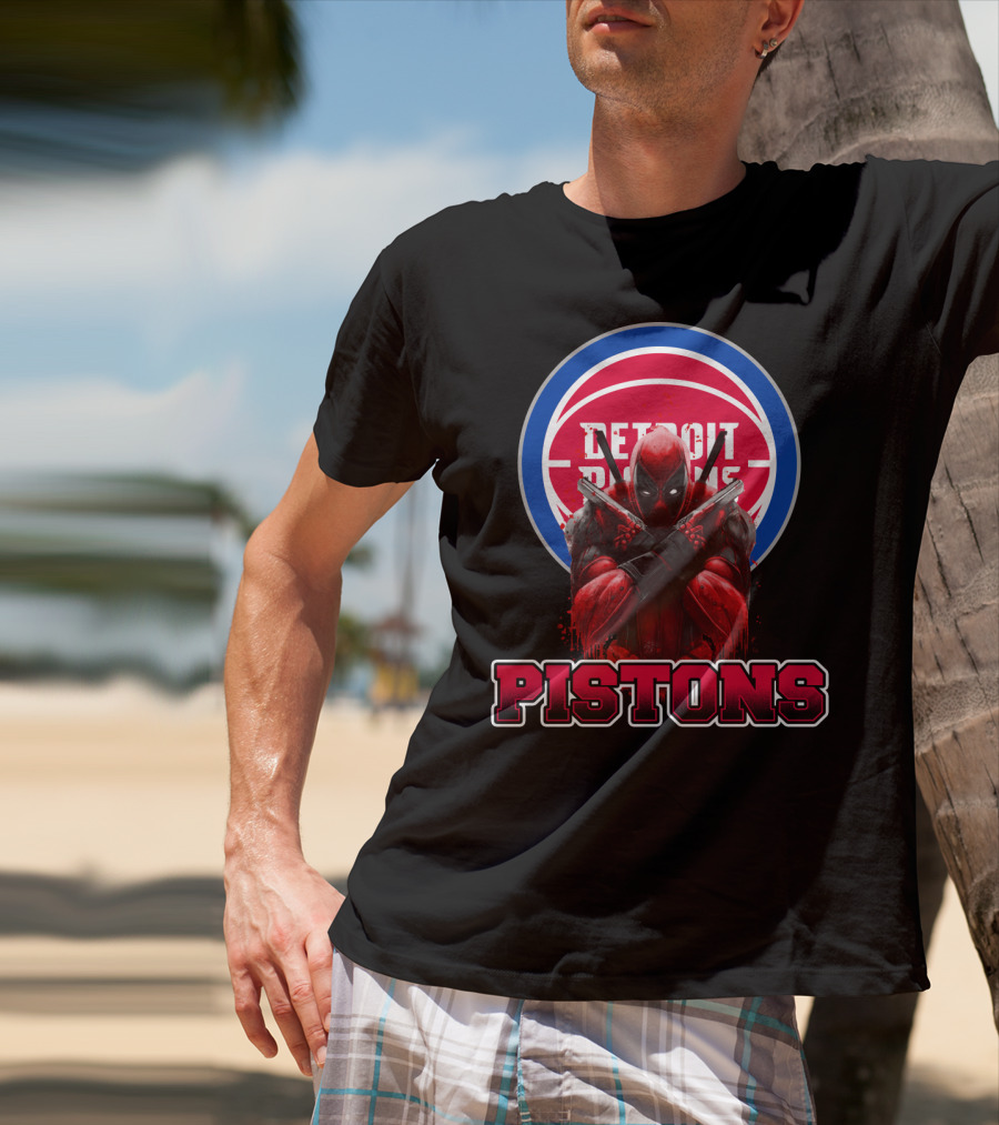 Detroit Pistons Deadpool Mashup Fan Merchandise T-Shirt