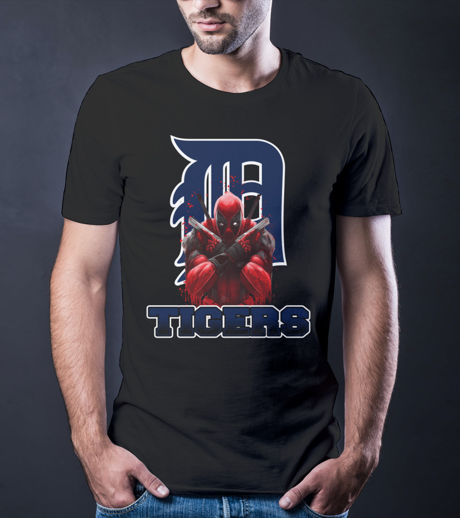 Detroit Tigers Deadpool Crossover With Iconic 'D' Logo And Character T-Shirt