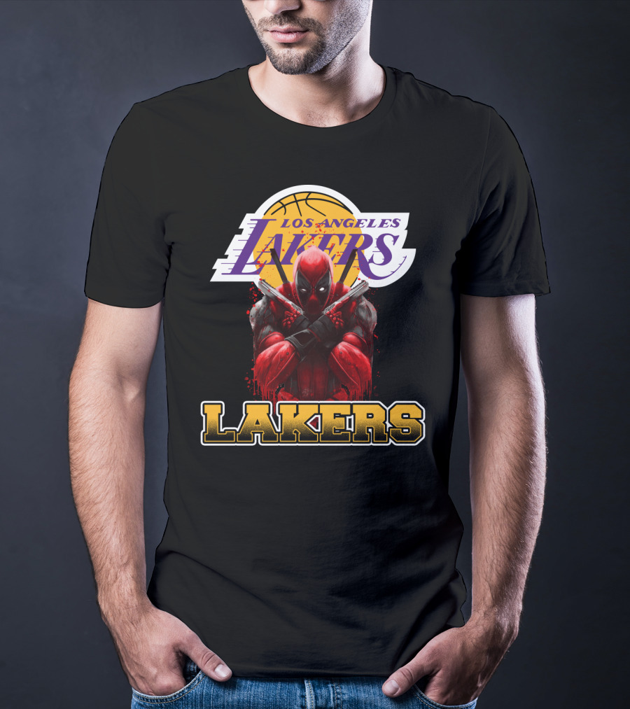 Deadpool In Los Angeles Lakers Colors With Logo Elements T-Shirt