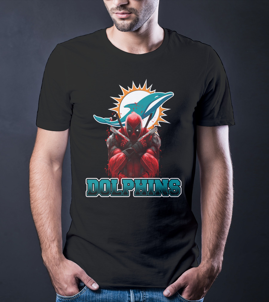 Miami Dolphins Logo And Deadpool Crossover Fans T-Shirt