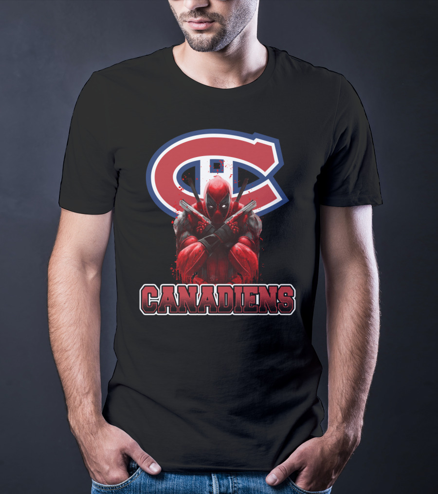 Montreal Canadiens Enthusiasts With Deadpool Fandom Crossover T-Shirt