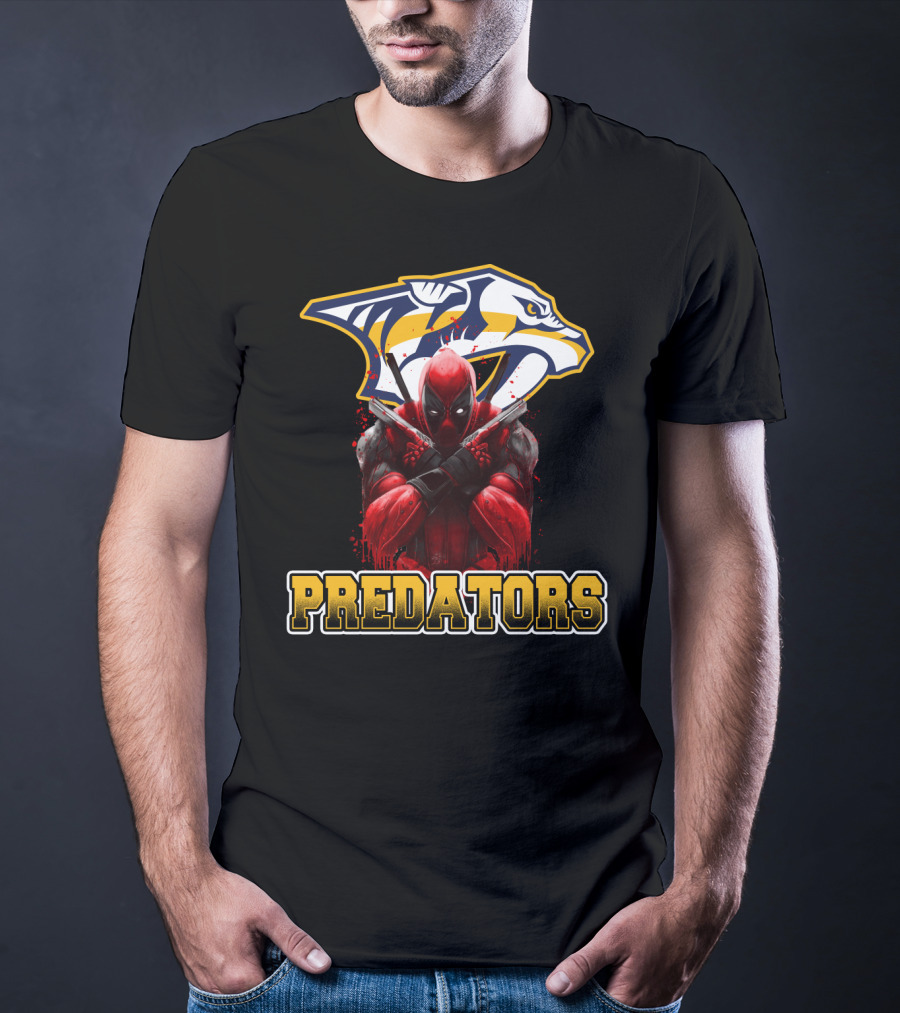 Nashville Predators Deadpool Crossover Predators Logo Deadpool Character T-Shirt