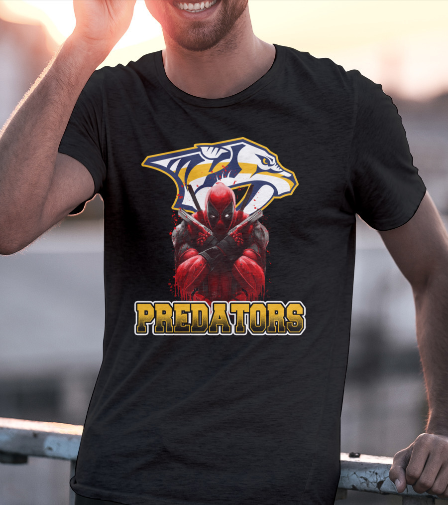 Nashville Predators Deadpool Crossover Predators Logo Deadpool Character T-Shirt