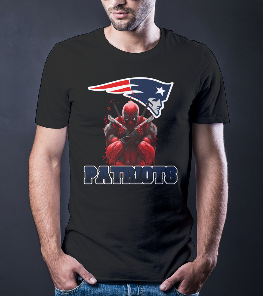 Patriots Deadpool Crossover With New England Patriots Logo Featuring Marvel Character T-Shirt