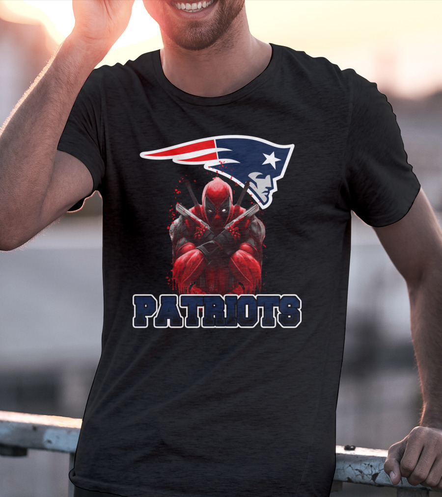 Patriots Deadpool Crossover With New England Patriots Logo Featuring Marvel Character T-Shirt