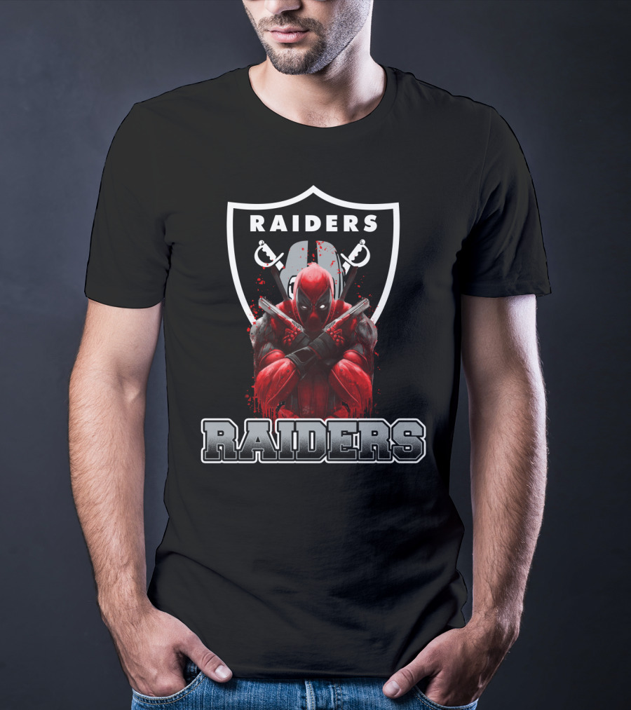 Deadpool Raiders Crossover For Oakland Raiders Fans T-Shirt