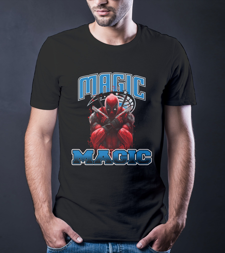 Orlando Magic Deadpool Crossover Fans Basketball Superhero Mashup T-Shirt