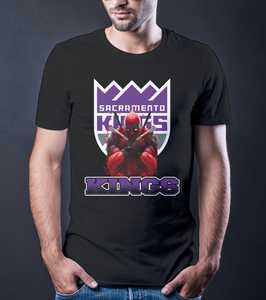 Sacramento Kings Deadpool Crossover Fan Logo T-Shirt