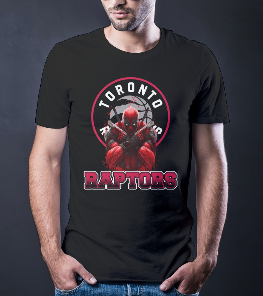 Toronto Raptors And Deadpool Collaboration Raptors Basketball Crossover T-Shirt