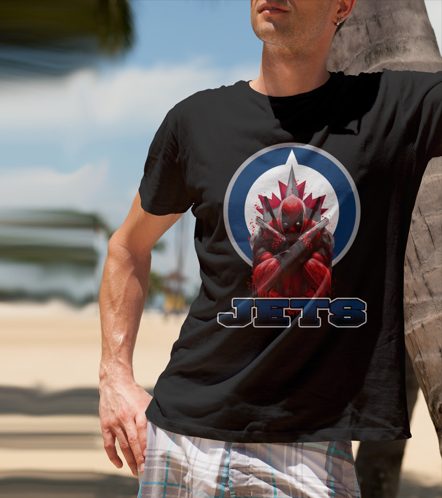 Winnipeg Jets Deadpool Crossover Logo Fans T-Shirt