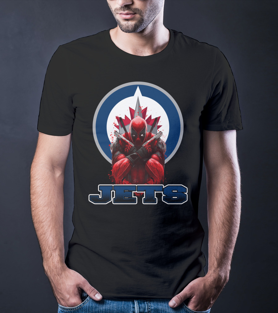 Winnipeg Jets Deadpool Crossover Logo Fans T-Shirt