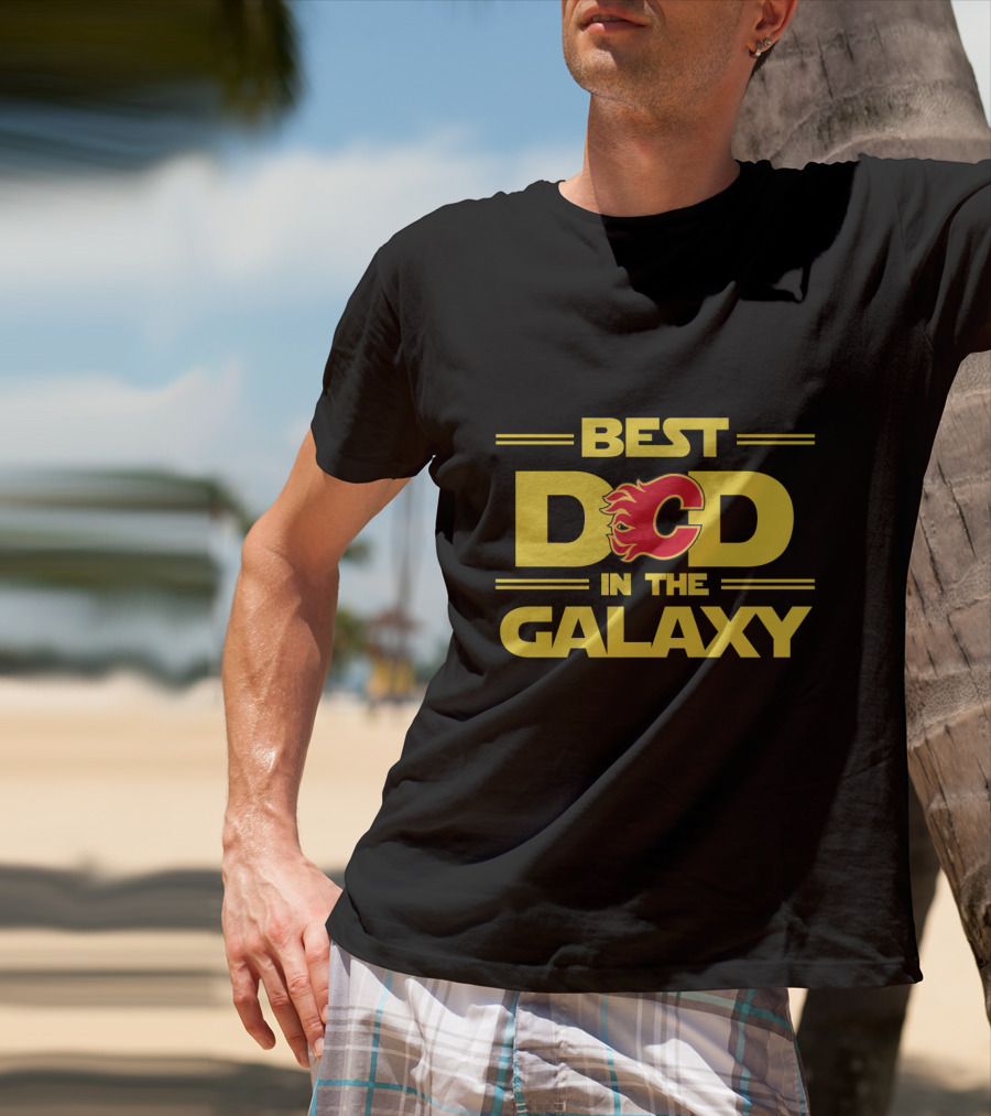 Best Calgary Flames Dad In The Galaxy Iconic Hockey T-Shirt