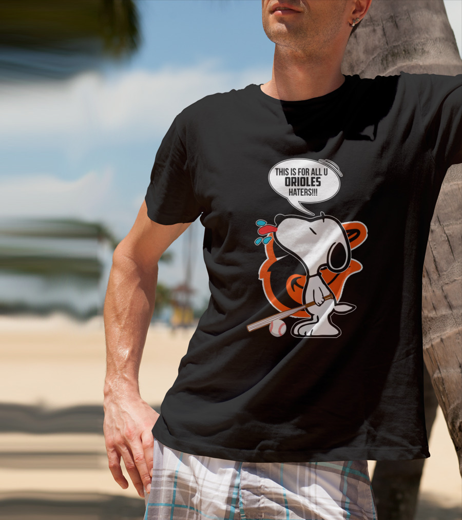 Snoopy Celebrating Baltimore Orioles With Baseball Bat For Orioles Haters T-Shirt