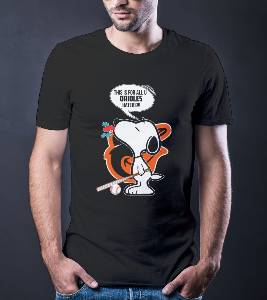 Snoopy Celebrating Baltimore Orioles With Baseball Bat For Orioles Haters T-Shirt