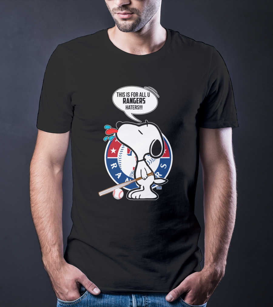 Snoopy And Texas Rangers Baseball Fans United Against Haters T-Shirt