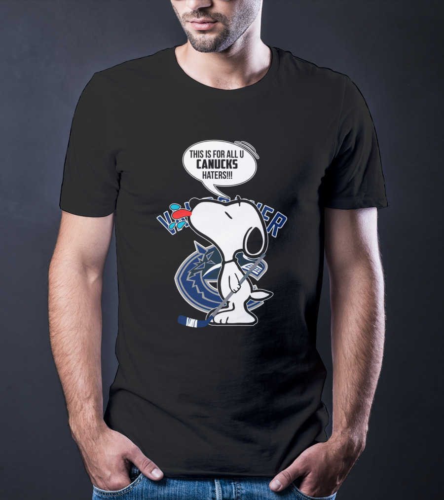 Snoopy Canucks Fans Tongue Out Speech Bubble Vancouver Hockey T-Shirt