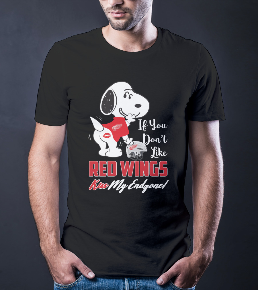 Snoopy If You Don't Like Red Wings Kiss My Endzone T-Shirt