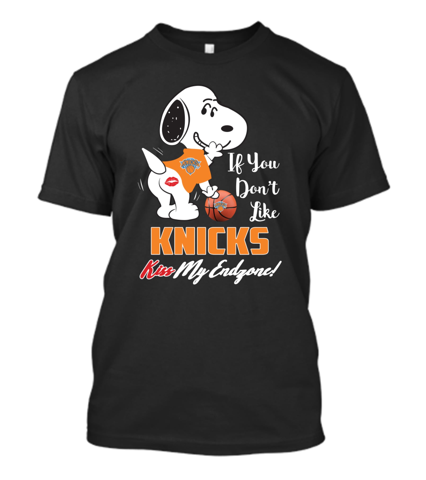 If You Don't Like Knicks Kiss My Endzone Snoopy And New York Knicks T-Shirt