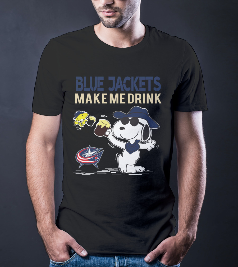 Snoopy Blue Jackets Make Me Drink Columbus Fans T-Shirt