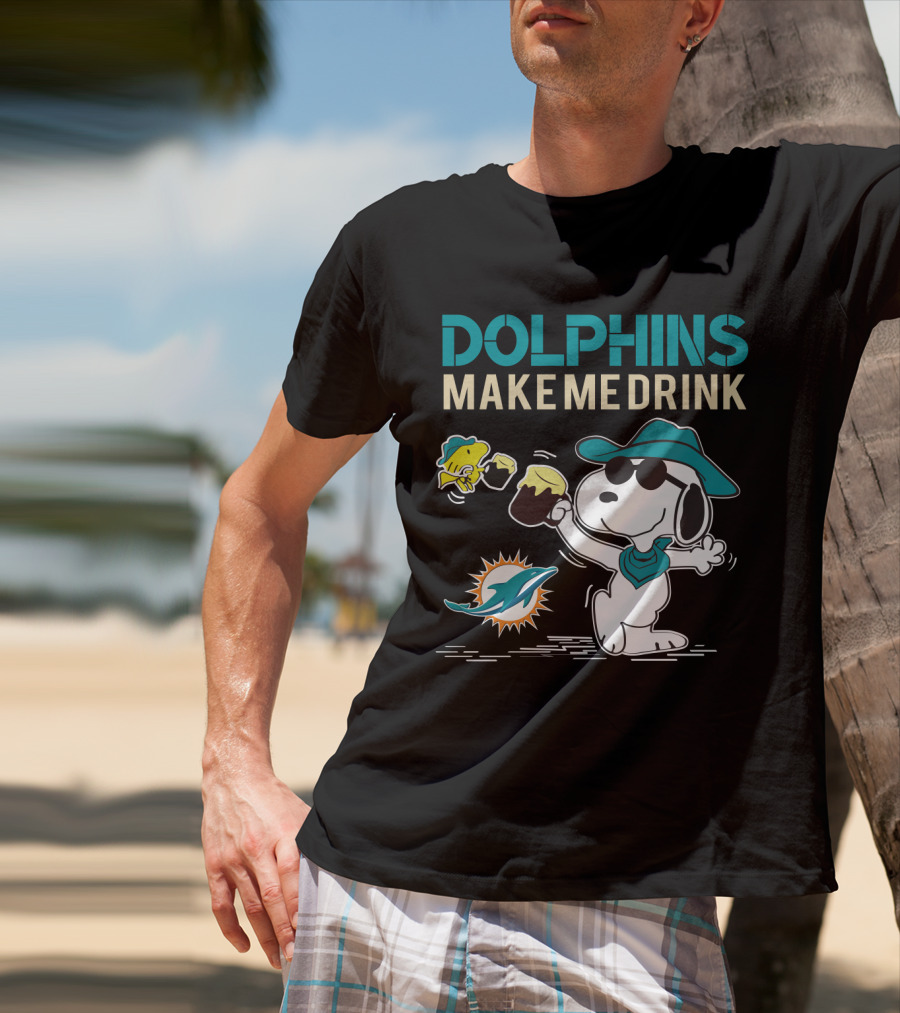 Dolphins Make Me Drink Snoopy Miami Dolphins Fans T-Shirt