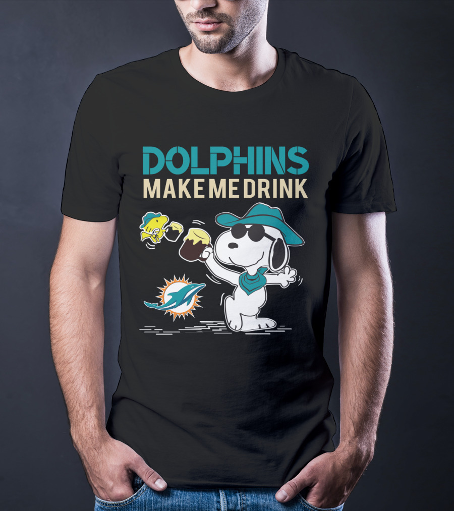 Dolphins Make Me Drink Snoopy Miami Dolphins Fans T-Shirt