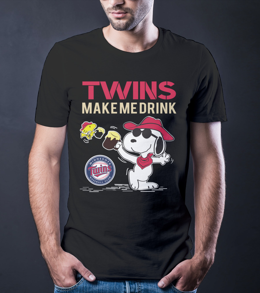 Twins Make Me Drink Snoopy Minnesota Baseball Club T-Shirt