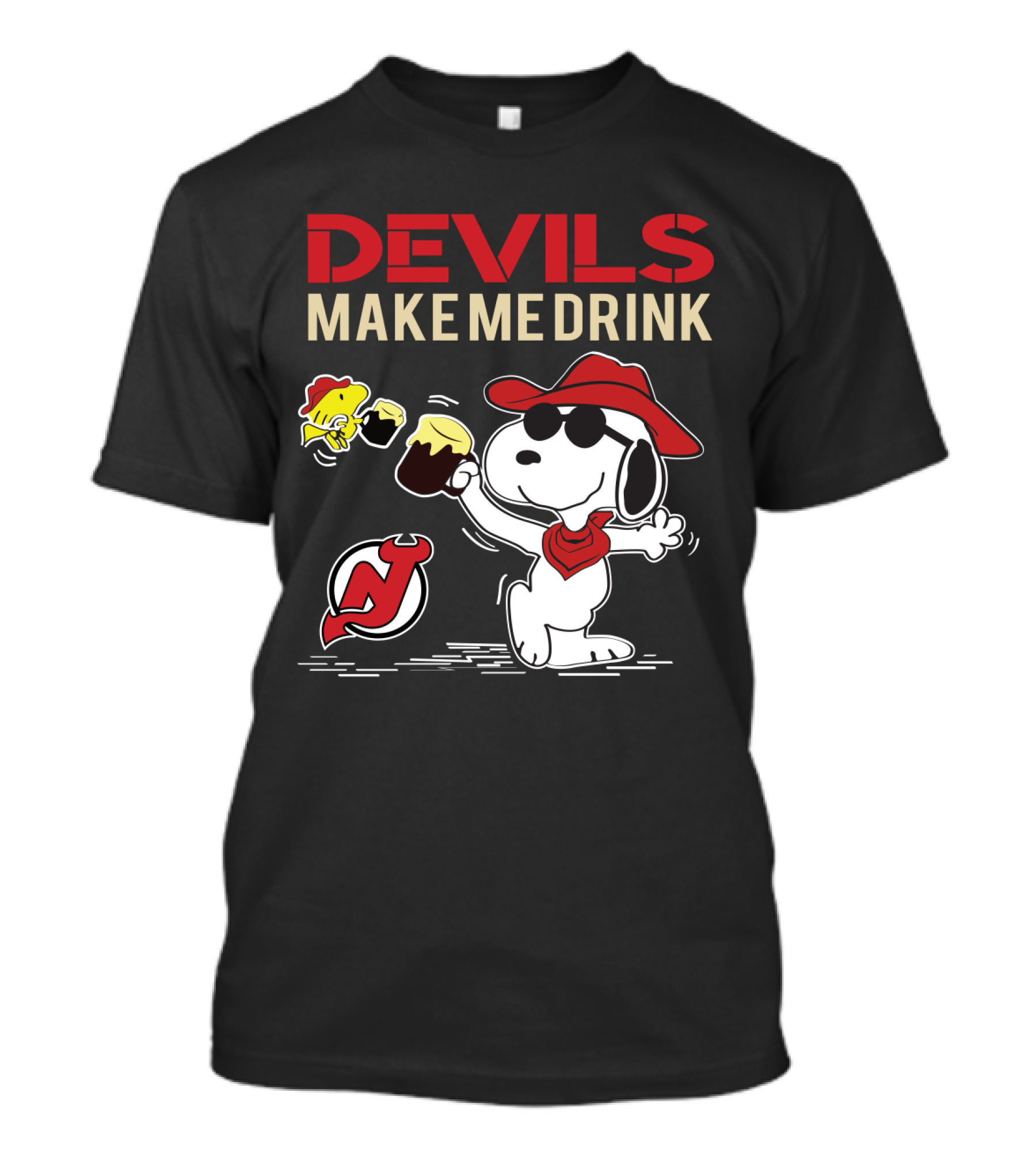 Devils Make Me Drink Snoopy For New Jersey Fans T-Shirt