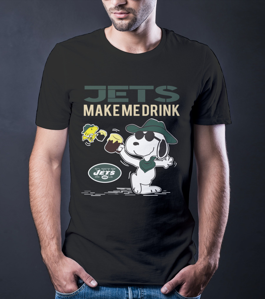 Jets Make Me Drink Snoopy And Woodstock New York Fans T-Shirt