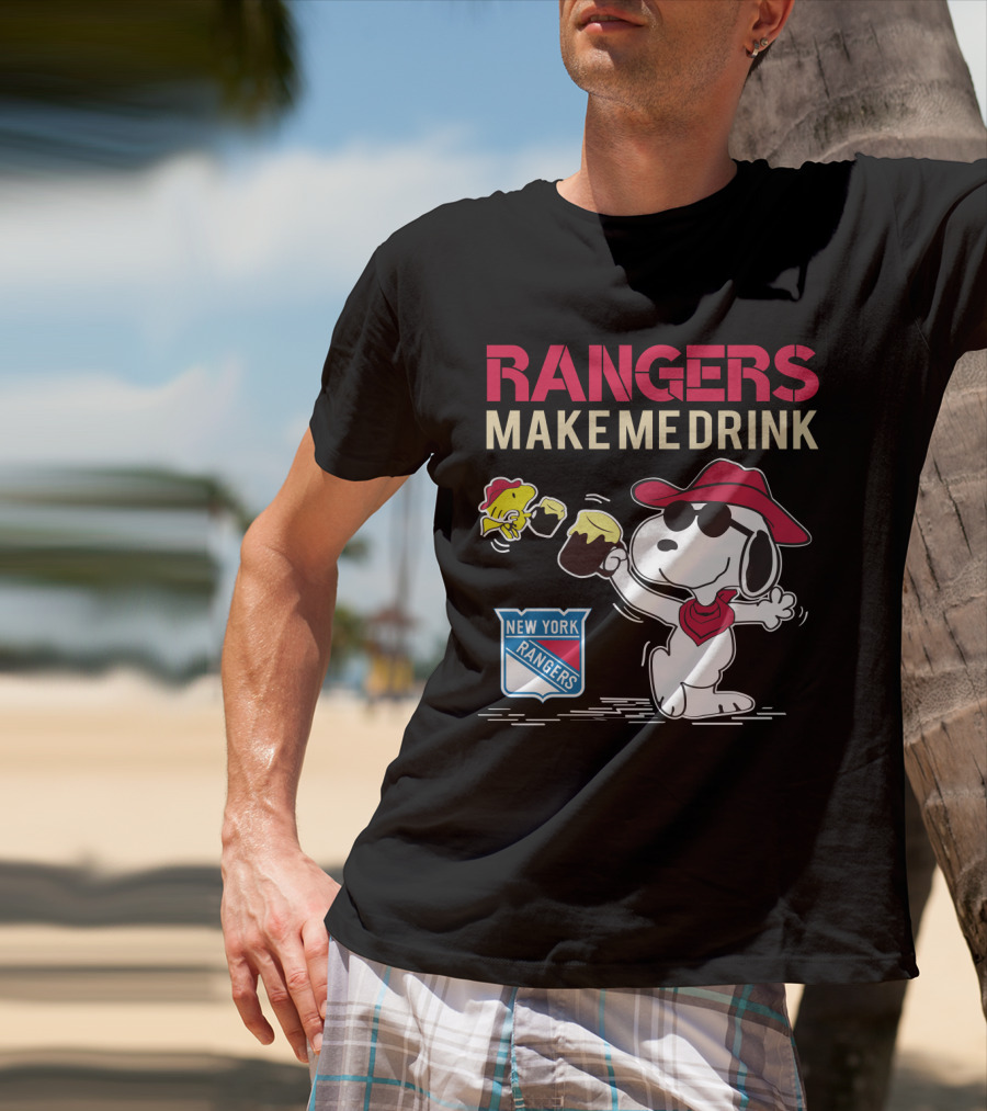 Rangers Make Me Drink Snoopy Celebrates New York Rangers Fans T-Shirt
