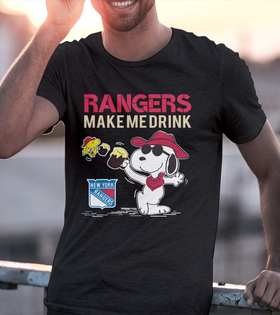 Rangers Make Me Drink Snoopy Celebrates New York Rangers Fans T-Shirt