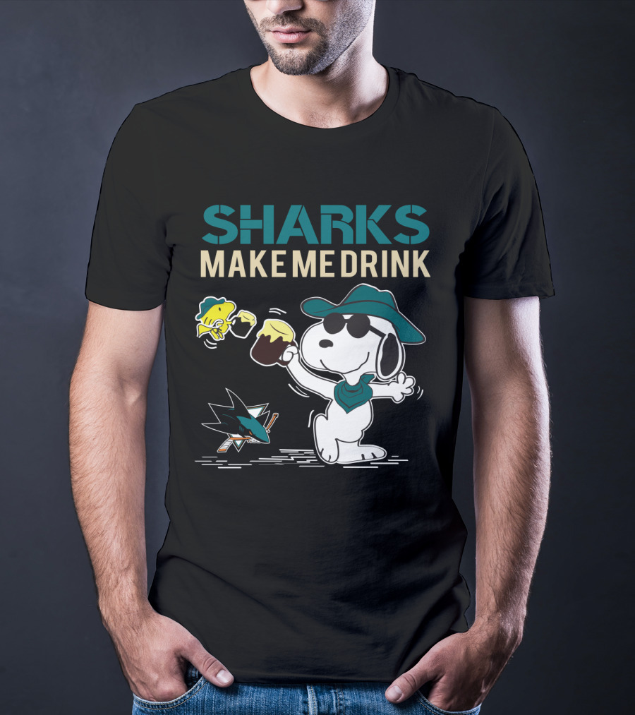 Snoopy Sharks Make Me Drink San Jose Fans T-Shirt
