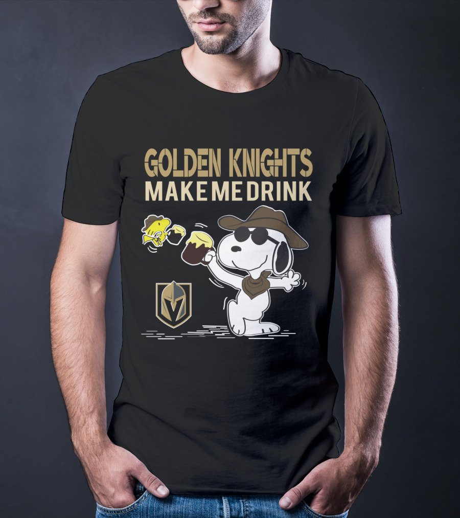Snoopy Golden Knights Make Me Drink Vegas Fans Peanuts Style T-Shirt