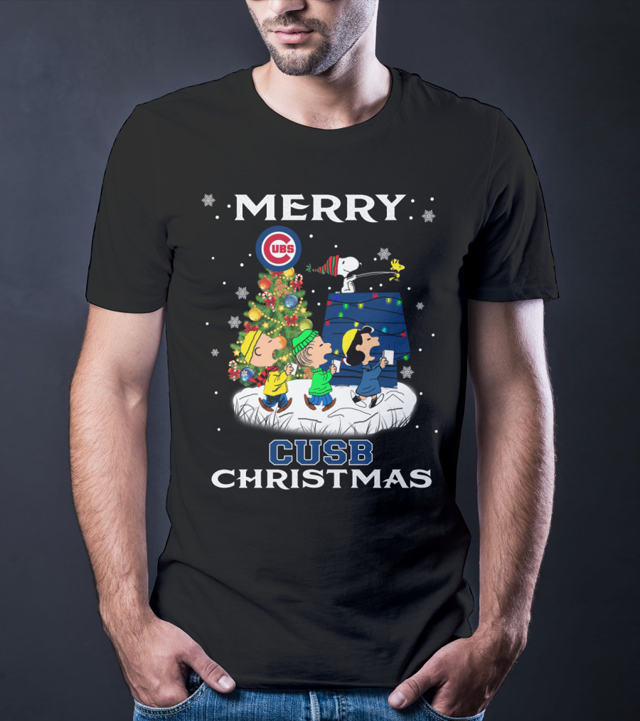 Merry Cubs Christmas With Snoopy And Peanuts Characters T-Shirt