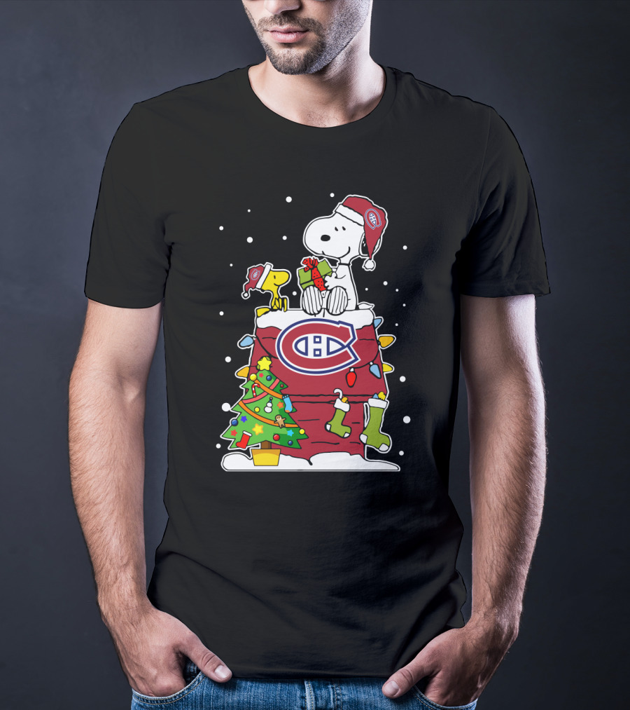 Snoopy And Woodstock Montreal Canadiens Christmas T-Shirt