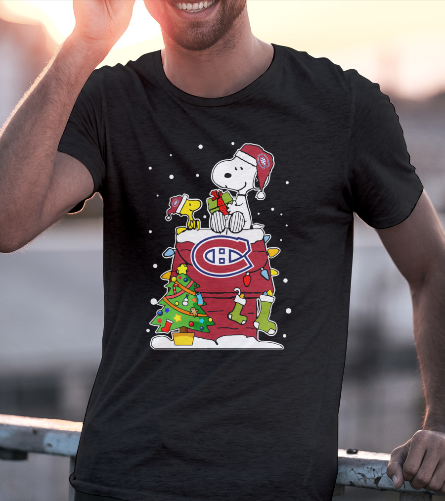 Snoopy And Woodstock Montreal Canadiens Christmas T-Shirt
