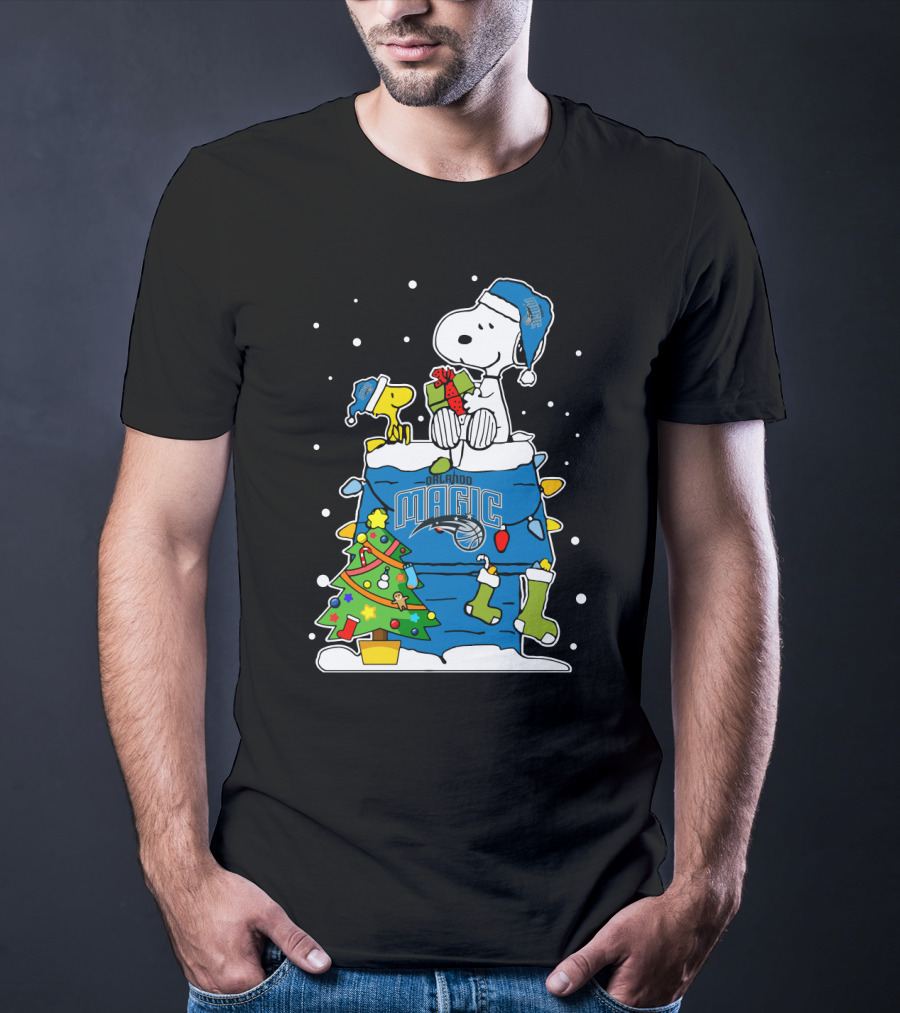Snoopy And Woodstock Christmas With Orlando Magic Fans T-Shirt