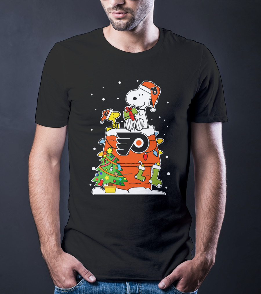 Philadelphia Flyers Snoopy Woodstock Christmas Winter Cheer T-Shirt