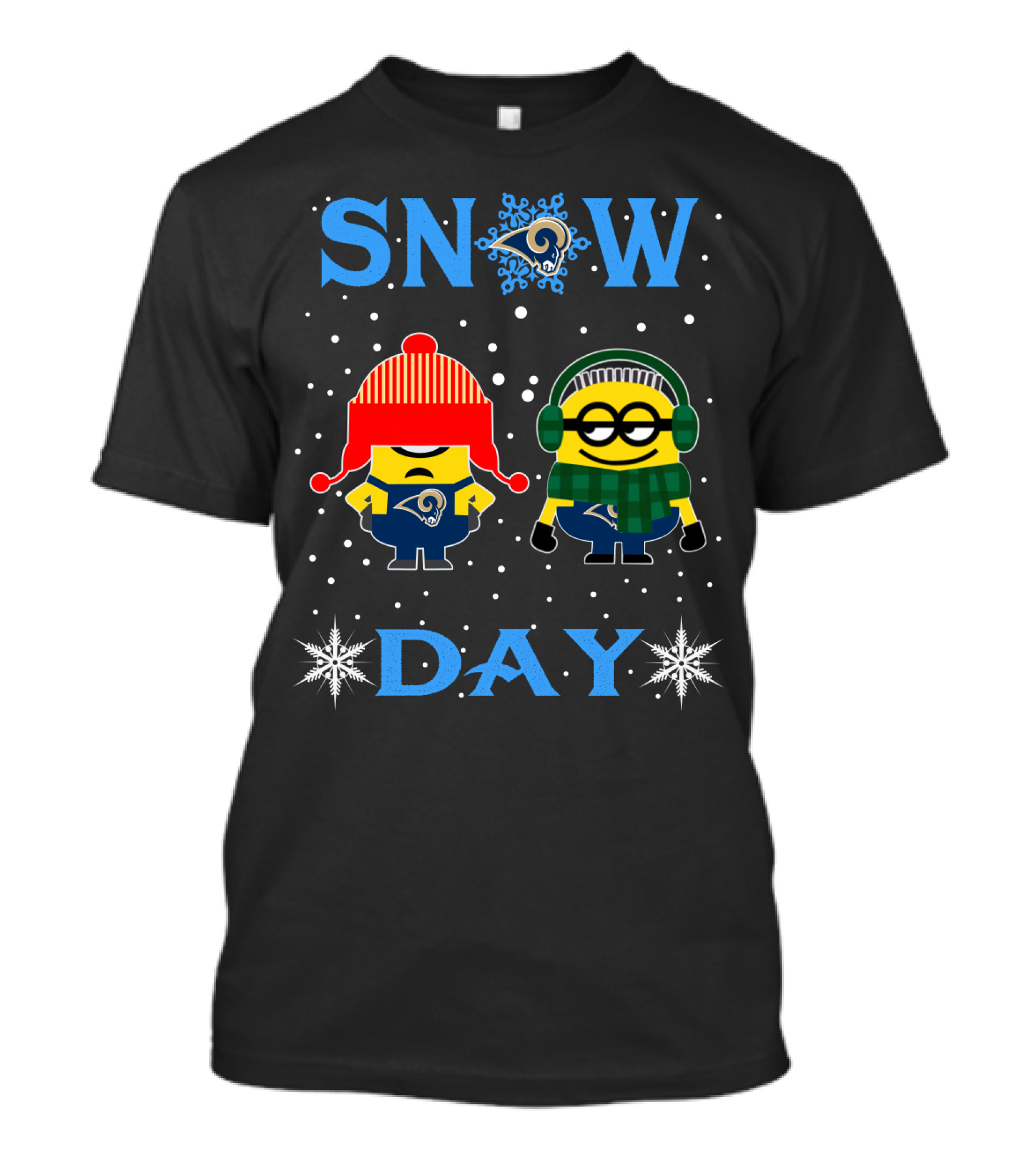 Snow Day Los Angeles Rams Minions Fans Winter Fun T-Shirt
