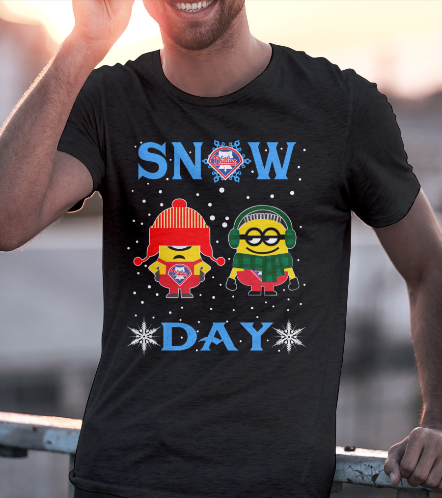 Snow Day Featuring Philadelphia Phillies Logo And Winter Minions T-Shirt