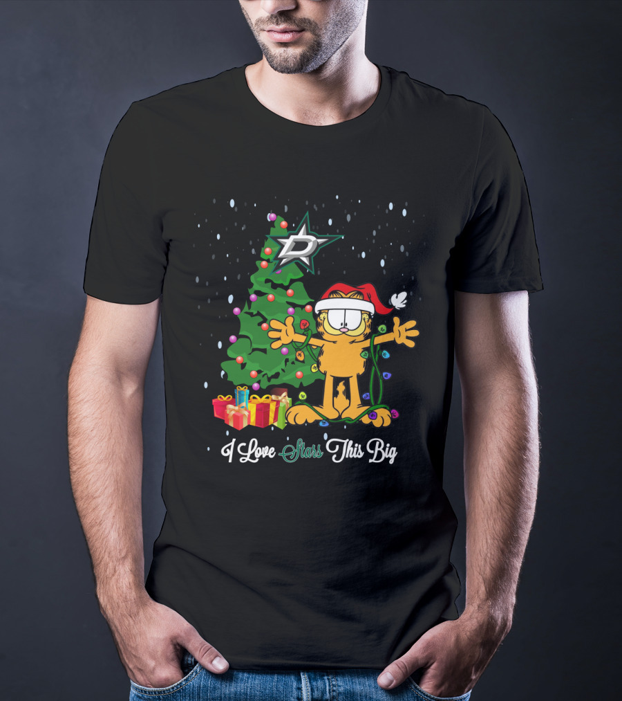 Dallas Stars Christmas Garfield Cat I Love Stars This Big T-Shirt